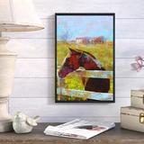 August Grove® Horse Field Framed Painting Print on Canvas in Blue/Brown/Green | 2 D in | Wayfair ATGR7806 33504852