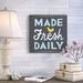 August Grove® Retro Diner (Made Fresh Daily) Textual Art on Wrapped Canvas Canvas, Cotton in Blue/Gray/Green | 18 H x 18 W x 1.5 D in | Wayfair