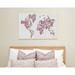 Bungalow Rose Mapamundi Roses - Wrapped Canvas Graphic Art Print Canvas, Wood in Gray/Pink | 10 H x 15 W x 1.5 D in | Wayfair BNGL7086 32999232