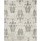 White 24 x 0.63 in Indoor Area Rug - Bungalow Rose Stafford Ikat Hand-Knotted Silver Area Rug Viscose, Cotton | 24 W x 0.63 D in | Wayfair