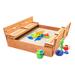 Badger Basket kids 46.5" x 9.5" Solid Wood Square Sandbox w/ Cover Wood/Solid Wood in Brown | 9.5 H x 46.5 W in | Wayfair 09988