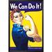Buy Art For Less Rosie the Riveter We Can Do It Framed Painting Print Paper, Wood in Blue/Yellow | 19.5 H x 14.5 W x 1.5 D in | Wayfair