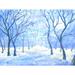 Buy Art For Less 'Snowy Trees' by Brendan Loughlin Painting Print on Wrapped Canvas Metal in Blue/Green/White | 24 H x 32 W x 1.5 D in | Wayfair