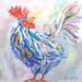Buy Art For Less 'Rooster' by Brendan Loughlin Painting Print on Wrapped Canvas in Blue/Green/Red | 24 H x 24 W x 1.5 D in | Wayfair