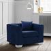 Brayden Studio® Gagnon Contemporary Chair in & Brushed Stainless Steel Legs Velvet/Fabric in Blue | 24.41 H x 37 W x 33 D in | Wayfair