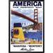 Buy Art For Less 'America Matson Line' Framed Graphic Art Paper in Blue | 24 H x 16 W x 1 D in | Wayfair IF 36145 16x24 1.25 Black