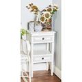 Bay Isle Home™ Idlewild Wood 2 Drawers & 1 Shelf Accent Table 16" x 12" x 29" Wood in White | 29 H x 16 W x 12 D in | Wayfair BYIL1663 43154878