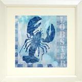 Buy Art For Less Coastal Nautical Sea Life Typography 'Lobster' by Jill Meyer Framed Graphic Art Print Paper in Blue | 19 H x 19 W x 1 D in | Wayfair
