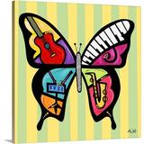 Harriet Bee 'Butterfly music' by Diethild Graphic Art on Canvas in Black/Green/Yellow | 30 H x 30 W x 1.25 D in | Wayfair