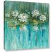 Bungalow Rose 'Water Lily Pond' by Danhui Nai Painting Print on Wrapped Canvas in Blue/Green/White | 24 H x 24 W x 2 D in | Wayfair