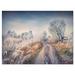 Design Art First Frost in Forest - Wrapped Canvas Photograph Print Canvas in Blue/Green | 28 H x 60 W x 1.5 D in | Wayfair PT9058-60-28