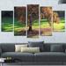 Design Art 'Lonely Beautiful Autumn Tree' 5 Piece Wall Art on Wrapped Canvas Set 32.0 H x 60.0 W x 1.0 D in brown/Canvas in Green | Wayfair