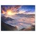 Design Art Bright Sun in Misty Mountains - Wrapped Canvas Photograph Print Canvas in Blue | 12 H x 20 W x 1 D in | Wayfair PT9582-20-12