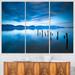 Design Art Lake w/ Wooden Pier - 3 Piece Graphic Art on Wrapped Canvas Set Canvas in Blue | 28 H x 36 W x 1 D in | Wayfair PT8643-3P