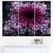 Design Art Dark Purple Fractal Flower Digital Art - 3 Piece Graphic Art on Wrapped Canvas Set Canvas in Indigo | 28 H x 36 W x 1 D in | Wayfair