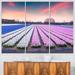 Design Art Colorful Hyacinth Flowers at Sunrise - 3 Piece Graphic Art on Wrapped Canvas Set Canvas in Pink | 28 H x 36 W x 1 D in | Wayfair