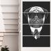 Design Art 'Pug Dog Portrait in Suit' 4 Piece Graphic Art on Wrapped Canvas Set Canvas in Black | 48 H x 28 W x 1 D in | Wayfair PT13165-271V