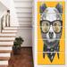 Design Art 'Funny Bear w/ Formal Glasses' 5 Piece Graphic Art on Wrapped Canvas Set Canvas in Gray/Green/Orange | 60 H x 28 W x 1 D in | Wayfair