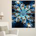 Design Art 'Turquoise Fractal Flower in Dark' Graphic Art on Wrapped Canvas in Blue/Brown | 20 H x 12 W x 1 D in | Wayfair PT8672-12-20