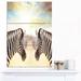 Design Art 'Zebras Face-To-Face At Sunset' 3 Piece Photographic Print on Wrapped Canvas Set 36.0 H x 28.0 W x 1.0 D in black/Canvas in White | Wayfair