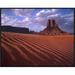 East Urban Home 'East & West Mittens, Buttes w/ Rippled Sand, Monument Valley, Arizona' Framed Photographic Print Canvas in Blue/Orange | Wayfair