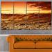Design Art 'Cloudy Dramatic Sunset in Desert' 4 Piece Photographic Print on Wrapped Canvas Set Canvas in Orange | 28 H x 48 W x 1 D in | Wayfair