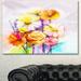 Design Art Yellow Pink Gerbera & Rose Bouquet - Wrapped Canvas Graphic Art Print Canvas in Pink/Yellow | 28 H x 60 W x 1 D in | Wayfair