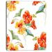 Design Art 'Watercolor Nasturtium Flower Pattern' Painting Print on Wrapped Canvas Metal in Orange/White | 40 H x 30 W x 1 D in | Wayfair