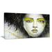 East Urban Home 'Girl w/ Yellow Eye line' Oil Painting Print on Canvas Metal in Green/Yellow | 16 H x 32 W x 1 D in | Wayfair EAAE8038 39319883