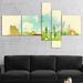 East Urban Home 'Mexico City Panoramic View' Watercolor Painting Print Multi-Piece Image on Canvas in Green | 32 H x 60 W x 1 D in | Wayfair