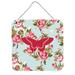 East Urban Home 'Butterfly Shabby Elegance' Square Graphic Art Plaque Metal in Blue/Green/Pink | 6 H x 6 W x 0.02 D in | Wayfair EAAS5398 40000880