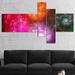 East Urban Home 'Multi Color Rotating Galaxies' Graphic Art Print Multi-Piece Image on Canvas in Gray/Orange/Red | 32 H x 60 W x 1 D in | Wayfair
