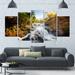 Design Art 'Waterfall through the Forest' Photographic Print Multi-Piece Image on Canvas in Green/White | 32 H x 60 W x 1 D in | Wayfair