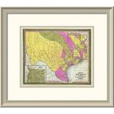 East Urban Home 'Map of Texas, 1846' Framed Print Paper in Gray/Pink/Yellow | 21 H x 24 W x 1.5 D in | Wayfair EASN3660 39505844