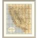 East Urban Home 'Map of California & Nevada, 1874' Framed Print Paper in Blue/Gray | 44 H x 39 W x 1.5 D in | Wayfair EASN3848 39506512