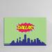 East Urban Home Comic Book Skyline Series: Dallas Graphic Art on Wrapped Canvas in Green/White/Yellow | 18 H x 26 W x 1.5 D in | Wayfair