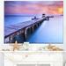 Design Art Wooden Bridge Over Blue Waters Sea Pier Photographic Print on Wrapped Canvas Metal in Indigo | 16 H x 32 W x 1 D in | Wayfair