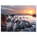 Design Art Sunset at Woolacombe Bay Devon United Kingdom Large Seashore Photographic Print on Wrapped Canvas Metal in Blue/Orange | Wayfair