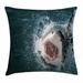 East Urban Home Shark Scary Open Mouth Teeth Square Pillow Cover Polyester | 16 H x 16 W x 2 D in | Wayfair ESUN9937 44273206