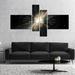 East Urban Home Designart 'Fractal Star Galaxy' Abstract Canvas art print - 60x32 - 4 panels Canvas in Black/Brown | 32 H x 60 W x 1 D in | Wayfair