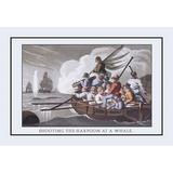 Buyenlarge Shooting the Harpoon at a Whale by J.H. Clark Framed Painting Print in Brown/Gray | 24 H x 36 W x 1.5 D in | Wayfair 0-587-12406-7C2436