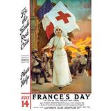 Buyenlarge 'Frances Day Please Help' by Amedee Forestier Vintage Advertisement in Brown/Orange/Red | 36 H x 24 W x 1.5 D in | Wayfair