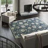 Blue/Navy 108 x 0.3 in Area Rug - EXQUISITE RUGS Museum Hand-Knotted Oriental Area Rug in Navy/Beige/Ivory | 108 W x 0.3 D in | Wayfair 3494-9'X12'
