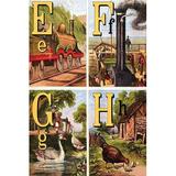 Buyenlarge E, F, G, H Illustrated Letters by Edmund Evans - Unframed Advertisement Print in Brown/Green | 66 H x 44 W x 1.5 D in | Wayfair