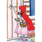 Buyenlarge Little Red Riding Hood Knocks on Grandmas Door - Graphic Art Print in Brown/Red | 66 H x 44 W x 1.5 D in | Wayfair 0-587-27561-8C4466