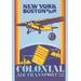 Buyenlarge 'Colonial Air Transport - New York to Boston' Vintage Advertisement in Blue/Yellow | 30 H x 20 W x 1.5 D in | Wayfair 0-587-00276-xC2030