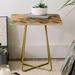 East Urban Home Bianca Completely Incomplete End Table Wood/Metal in Blue/Brown/Yellow | 20 H x 20 W x 19 D in | Wayfair EUNM4952 46073361