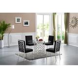 House of Hampton® Dawnell 5 Piece Dining Set Glass/Upholstered/Metal in Gray | Wayfair E051126D514E4FD581FB63429F6E4D9A