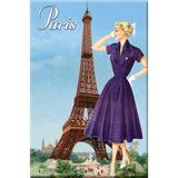 Buyenlarge 'Paris Fashion Blue' by Sara Pierce Vintage Advertisement in Blue/Brown/Indigo | 36 H x 24 W x 1.5 D in | Wayfair 0-587-21262-4C2436