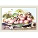 Buyenlarge A Dish of Plums, Nuts, Jasmine & a Fly by Giovanna Garzoni Framed Painting Print in Green/Red | 24 H x 36 W x 1.5 D in | Wayfair